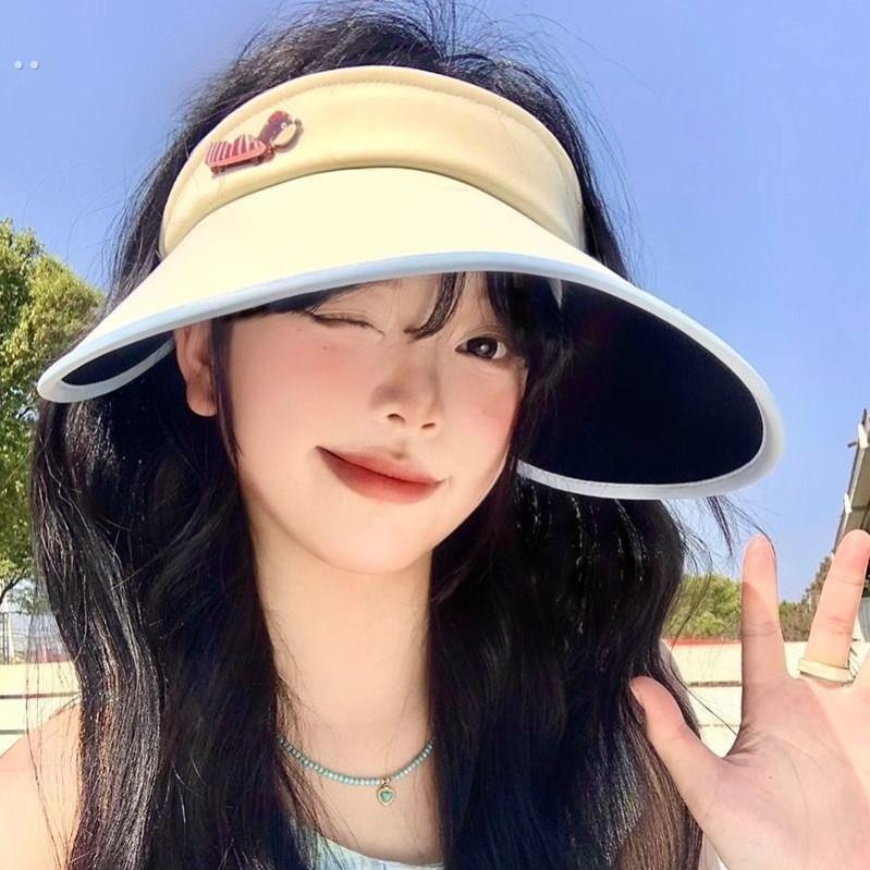 可爱小狗空顶防晒帽子女夏季2025新款防紫外线遮阳帽帽檐太阳帽子