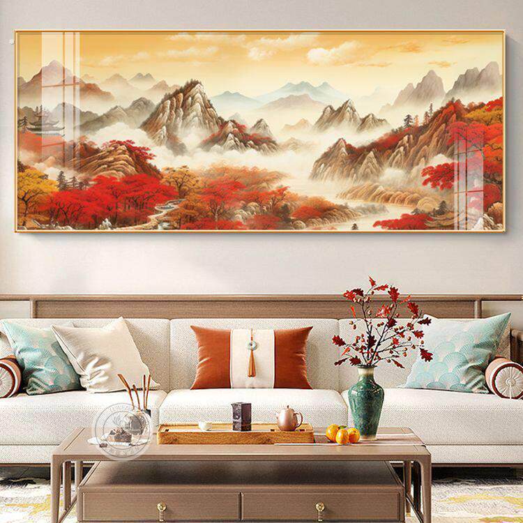 有山无水客厅装饰画入户进门沙发背景墙挂画办公室大尺寸风景壁画