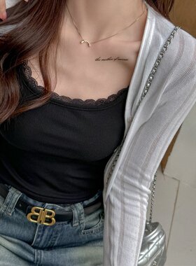 白色蕾丝花边性感吊带小背心女夏新款韩系百搭设计感小众打底上衣