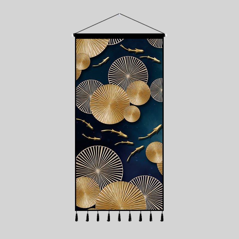 九鱼图富贵布艺挂画中式入户玄关装饰挂毯走廊客厅轻奢背景墙挂布,居家布艺,挂毯/壁毯,淘宝优惠券,粉丝福利购,淘宝优惠卷