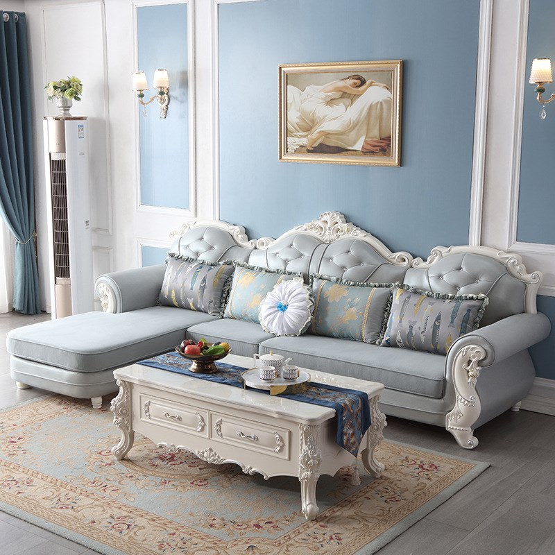 欧式布艺沙发组合客厅大小户型实木科技布沙发贵妃转角欧式沙发