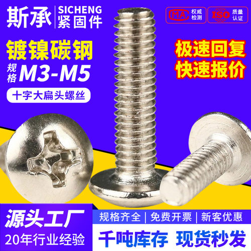 镀镍TM十字盘头机丝牙螺丝螺母配套螺丝电子小钉M3M4M5高强防锈
