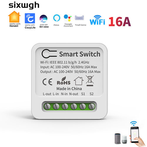 WHD08-Homekit通断器无线16AApp语音控制定时暗盒开关过载保护