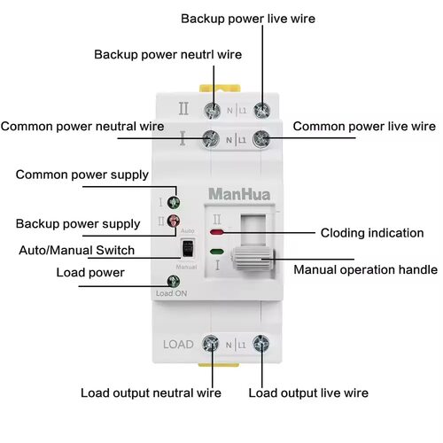 孟华 交流220V 63A 2极双电源自动转换开关PC级开关家用导轨安装