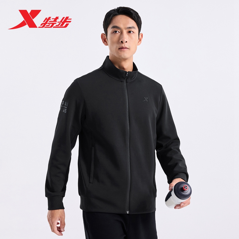 特步立领翻领外套男针织上衣