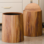 复古仿木纹垃圾桶家用2026新款 纸篓 大容量客厅厨房卫生间商用中式