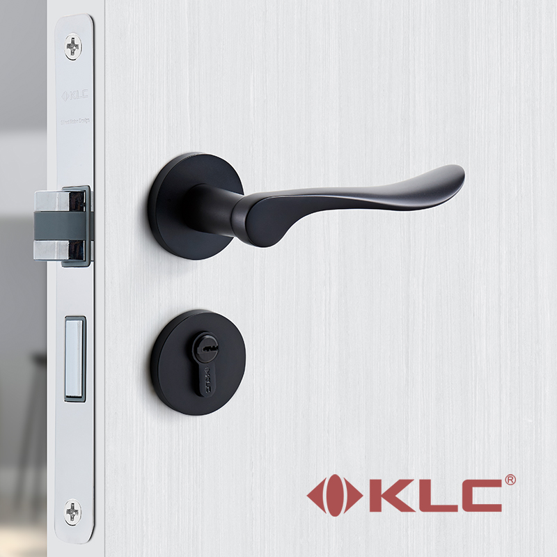 KLC黑色室f内门锁静音分体卧室卫生间厕所锁体家用木门通用型锁具
