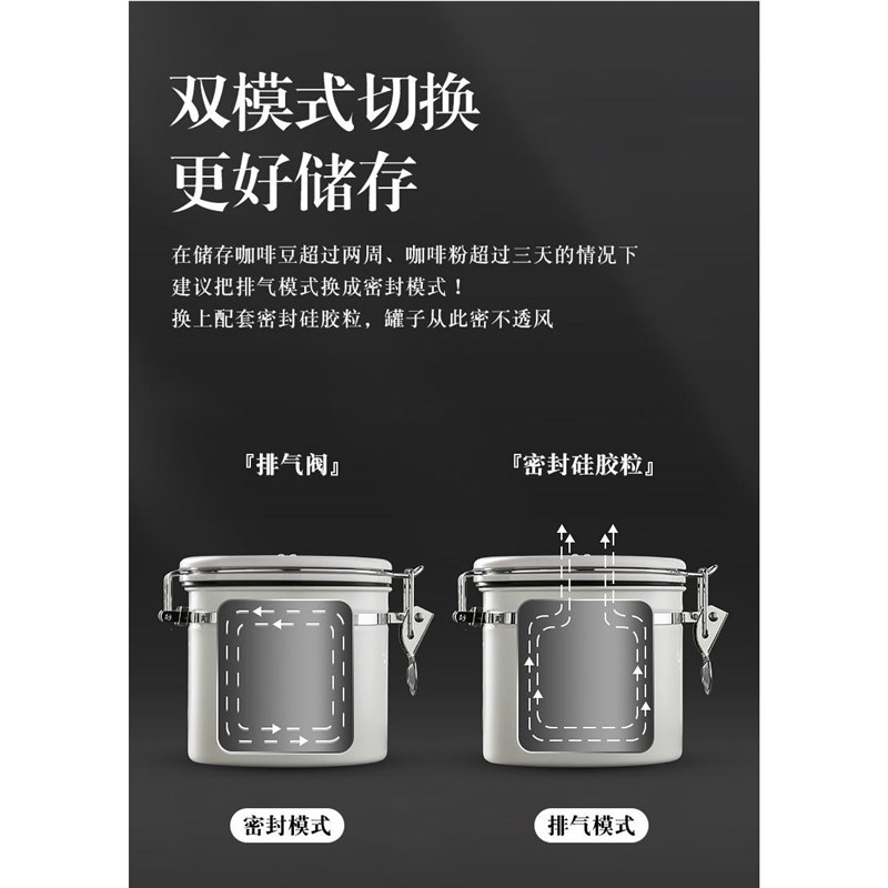 咖啡专用密封罐 保存罐真空单向排气咖K啡粉奶粉储存收纳储豆罐