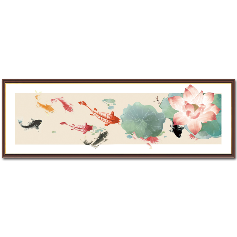 新中式荷花九鱼图十字绣2022新C款线绣大幅客厅大气简约现代手工