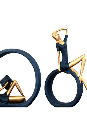 看书青春女孩瑜伽摆件书房文艺客厅酒柜玄关OK舞女卧室摆设小礼物