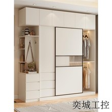实木小户型推拉门移门滑门衣柜现代简约卧室家用组装大衣橱储物柜