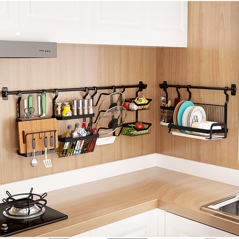 多功能厨房置物架壁挂式不锈钢沥水碗碟架厨房用品家用大全收纳架