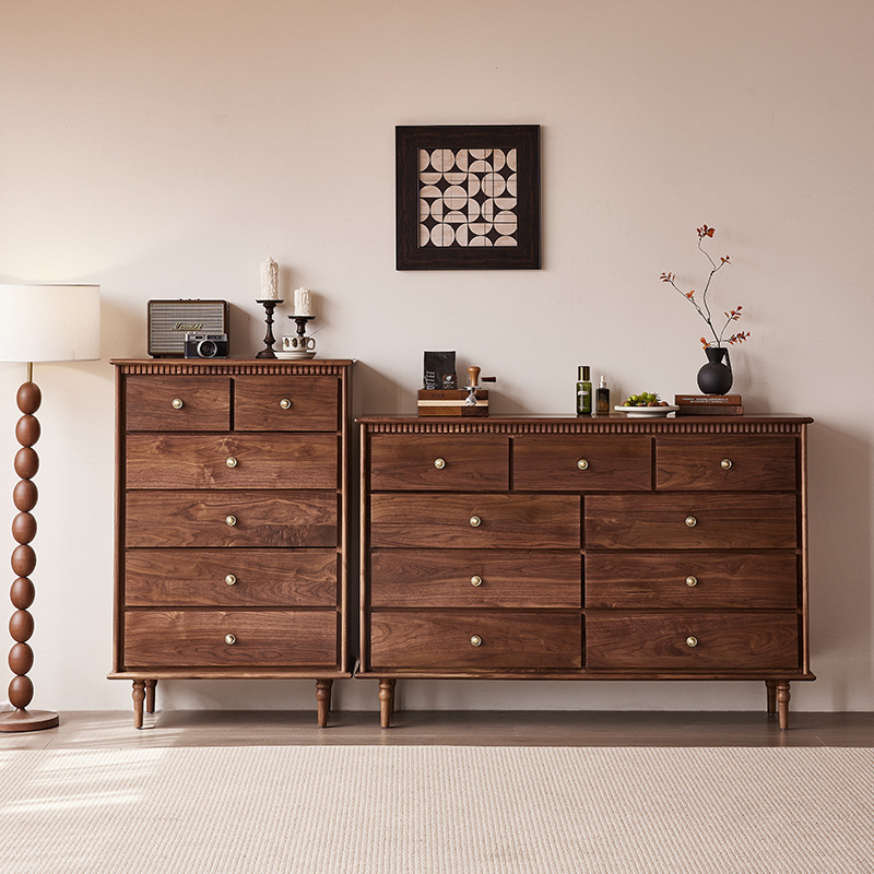 北美黑胡桃木实木斗柜现代简约客厅储物柜抽屉柜卧室大容量九斗柜