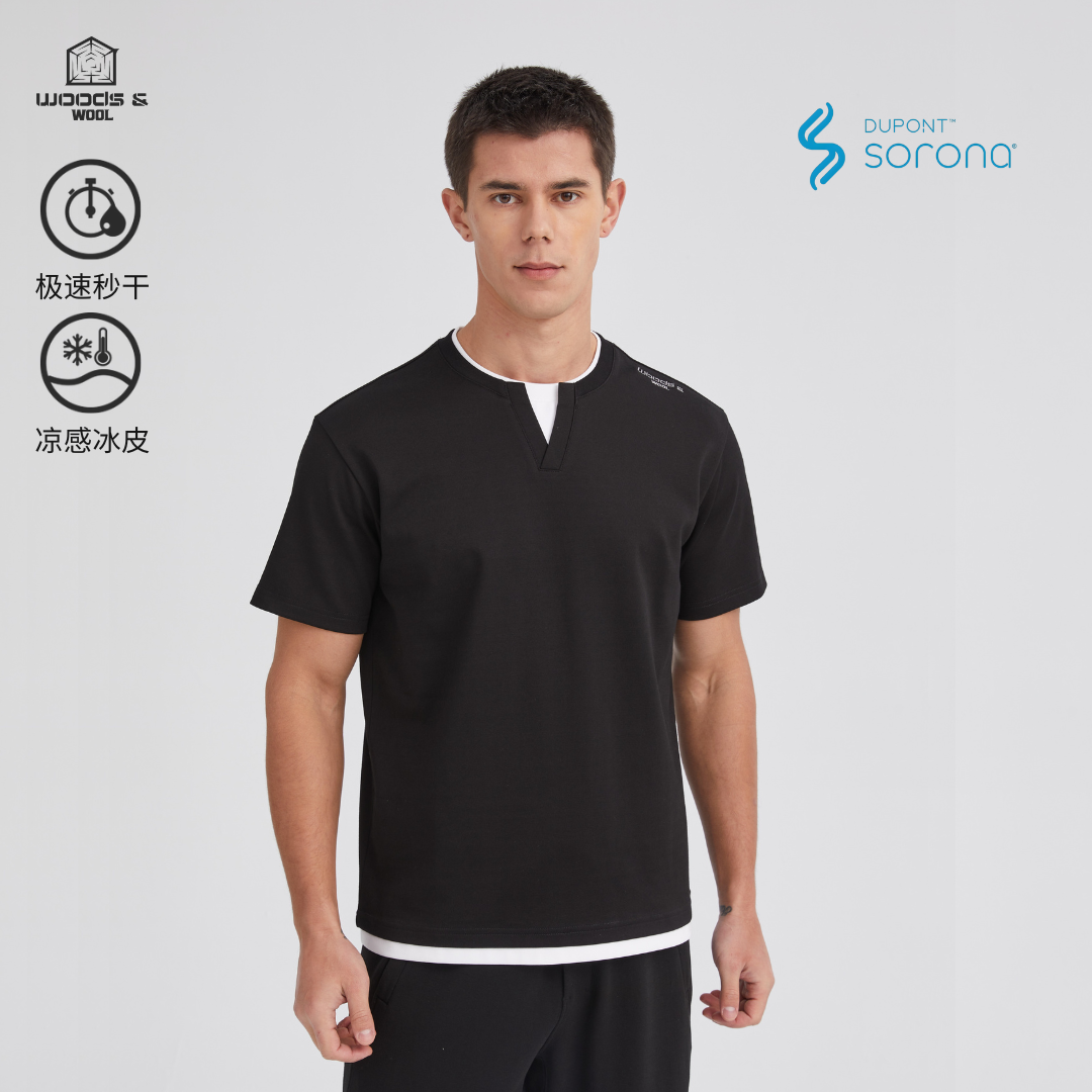 假两件短袖男凉感抗菌t恤衫新款
