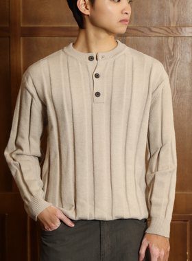 CJMJ[10/20 20:00]美式休闲纯色坑条肌理感慵懒风圆领宽松针织衫