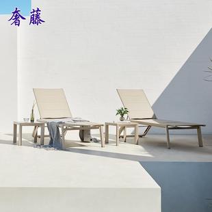 户外沙滩躺床室外海滩特斯林网布铝合金躺椅休闲露天泳池躺床
