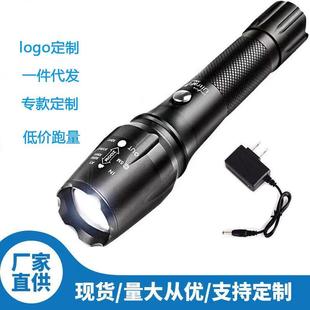跨境手电筒强光充电户外超亮远射变焦超长续航多功能便携超强防水