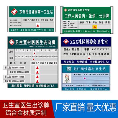 医生出诊牌卫生室院出诊门牌乡医去向公示捭去向表医师岗位牌社区