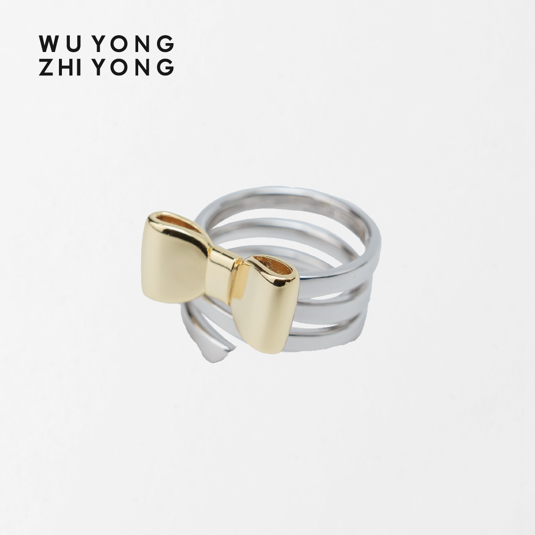 无用之用925银蝴蝶结丝带戒指