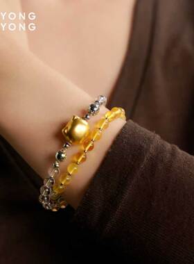 无用之用黄金小猫双圈手链组合