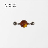 无用之用天然琥珀圆珠双边符号件