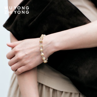 无用之用「限时月亮」天然马蹄螺贝灰月光石圆珠手链