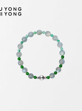 无用之用灰月光独龙玉绿玛瑙手链