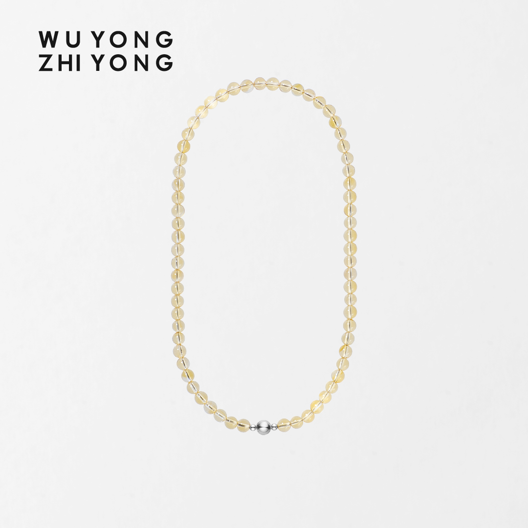 无用之用天然黄水晶圆珠项链