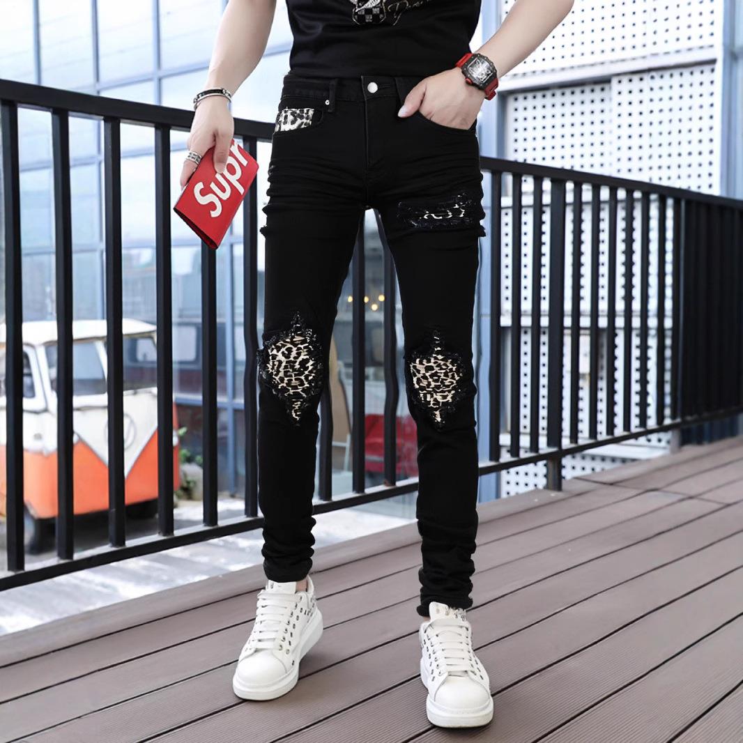 新塘牛仔之都破洞欧美牛仔裤男款修身小脚街潮男士休闲裤1352