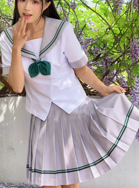 空气站台【青梧夏】短袖绿色学院风校供JK套装水手服日系甜美日常