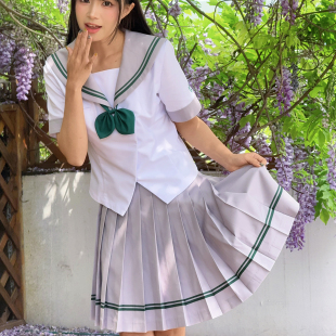 空气站台【青梧夏】短袖绿色学院风校供JK套装水手服日系甜美日常