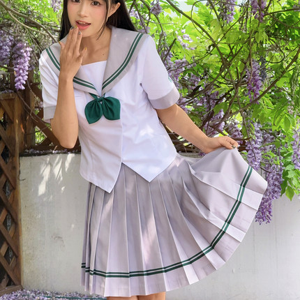 空气站台【青梧夏】短袖绿色学院风校供JK套装水手服日系甜美日常