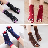 Демисезонные хлопковые удерживающие тепло носки для пальцев на ноге, средней длины