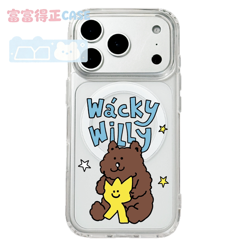 适用于苹果18promax三星联名Make it Wacky新品手机壳16EMagsafe弱磁吸15Pro亚克力14Pro熊抱抱日系KIKY威利