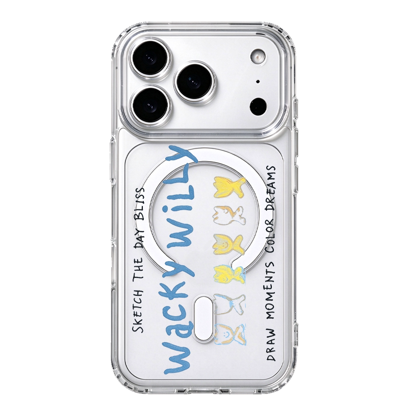 适用于苹果18promax精孔Make it Wacky新品手机壳16EMagsafe全包15Pro亚克力14Pro线条WiLLyKIKY字体