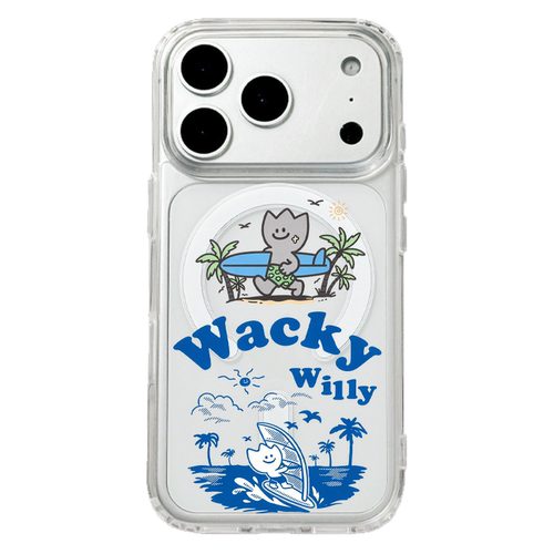 适用于苹果18promax Make it Wacky新品手机壳16EMagsafe弱磁吸15Pro亚克力14Pro日系线条WiLLy冲浪