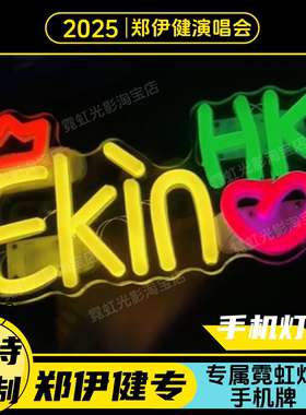 郑伊健Ekin定制霓虹灯演唱会应援手举灯牌发光字LED粉丝手机背夹