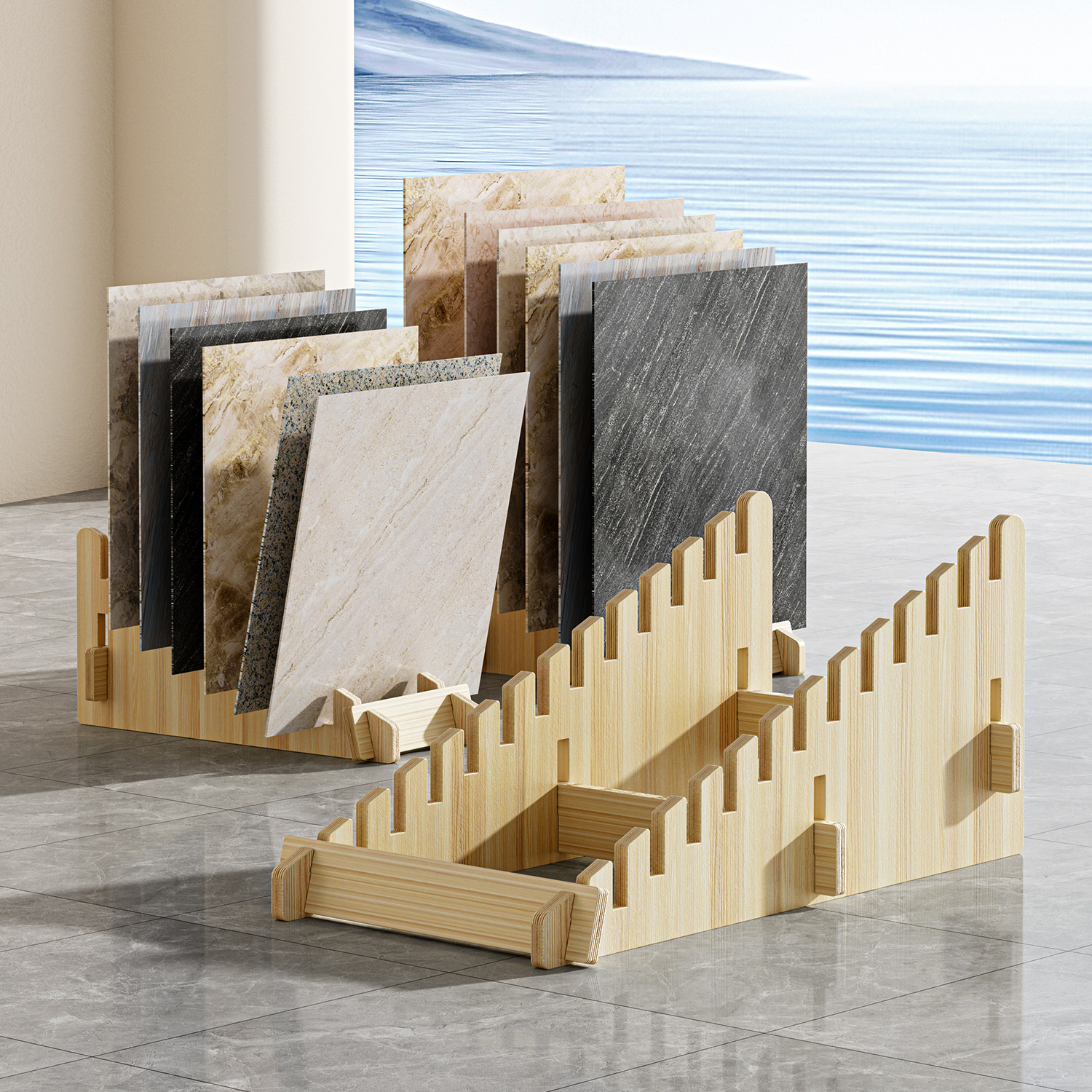 瓷砖样品展示架木地板展架落地立式插架多功能地砖架子板材卡托盘