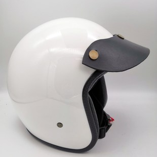 真皮帽檐摩托车复古头盔帽舌头层牛皮巡航机车半盔全盔通用遮阳板