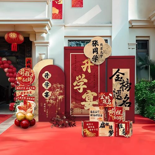升学宴布置装饰谢师宴场景氛围感高考金榜题名酒店场地背景墙KT板