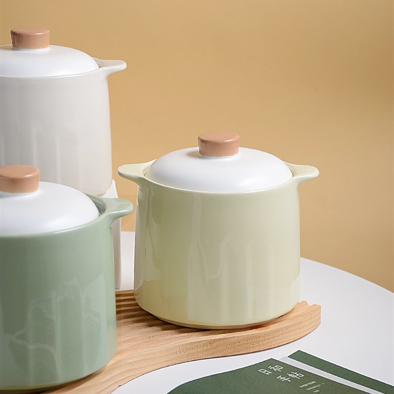 迈卡伦 耐高温陶瓷猪油罐油泼辣子罐带勺盐罐奶油风大容量炖盅