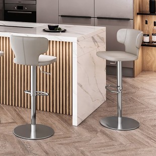 现代简约吧台椅家用升降旋转不锈钢意式极简轻奢前台酒吧高脚凳子