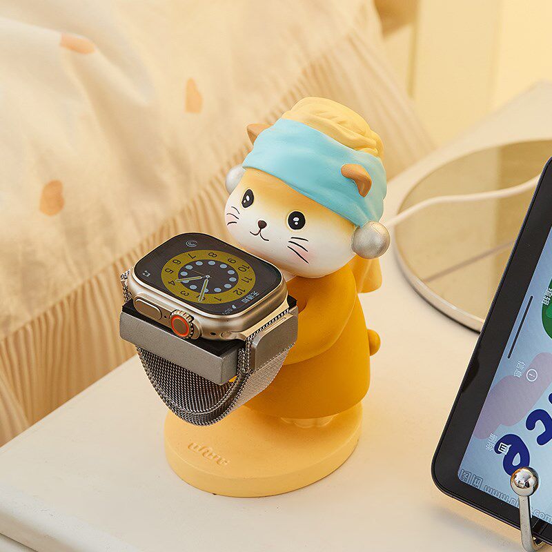 创意珍珠猫无线儿童智能手表充电支架桌面可爱生日礼物送朋友闺蜜