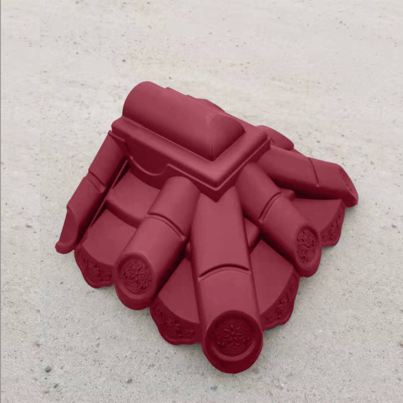 24墙小号堵头塑料双面围墙v瓦末端仿古墙头瓦新中式一体瓦收边封