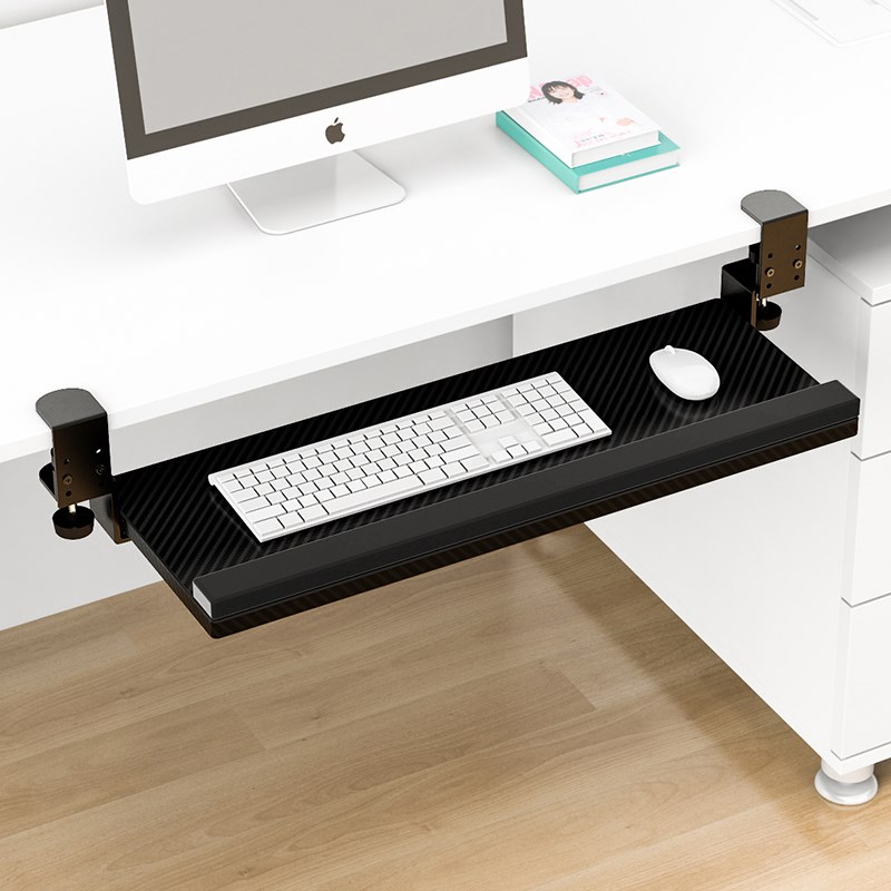 键盘托架免打孔抽屉托盘电脑桌下C滑轨加装支架办公桌面延长鼠标