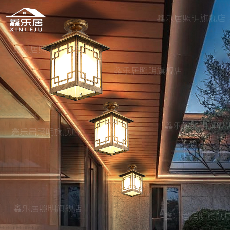 户外中式仿e古吊灯防水别墅庭院玻璃房吸顶凉亭室外过道走廊太阳