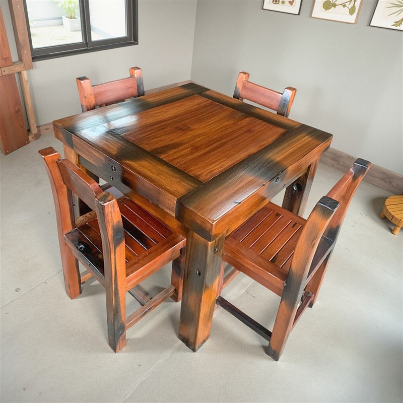 船木餐桌椅组合实木八仙桌家用高级感小户型饭厅四方桌子简约饭桌