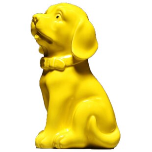 黄色陶瓷狗摆件可爱十二生肖小狗狗吉祥物客厅房屋补角装饰工艺品