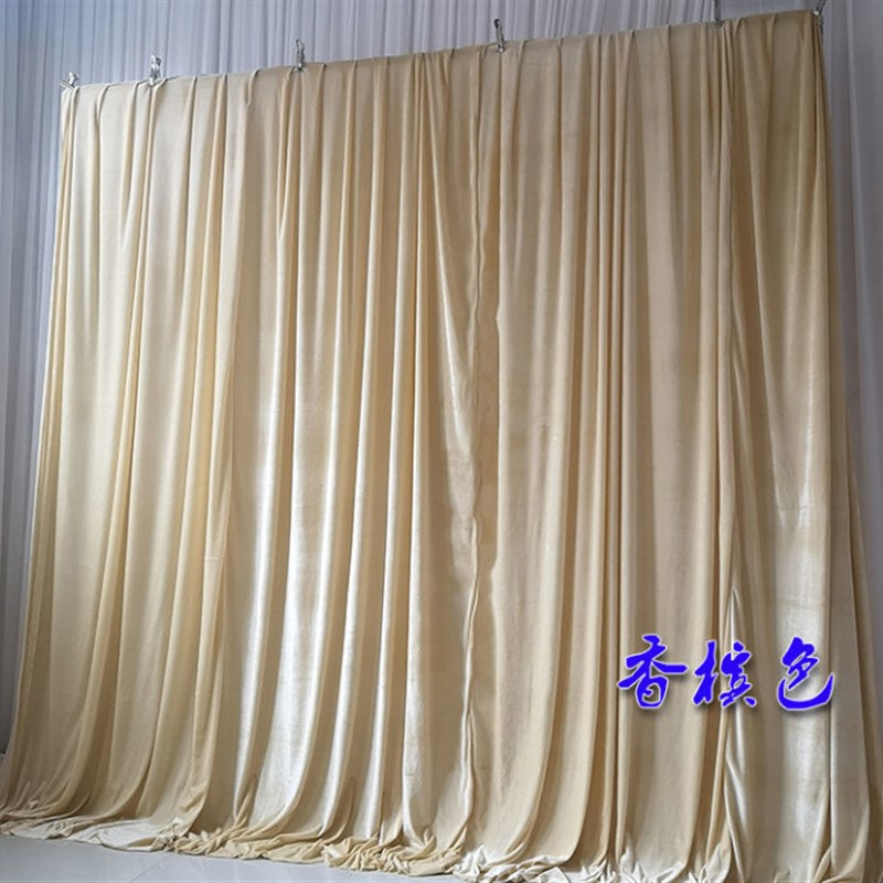 婚庆道具演出金丝绒舞台幕布帘婚礼背景布幔帷幔布置黑色纱幔定做