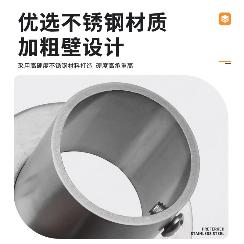 不锈钢衣柜挂衣杆衣架杆托晾衣杆法兰座衣橱底座S固定挂钩五金配